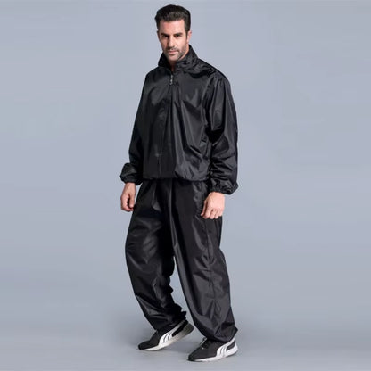 High Quality Sweating Suits for Workouts Sauna Suit Men PVC Sport Tops+Pants Set Sweat Quick Lose Weight Fitness Running Jogging