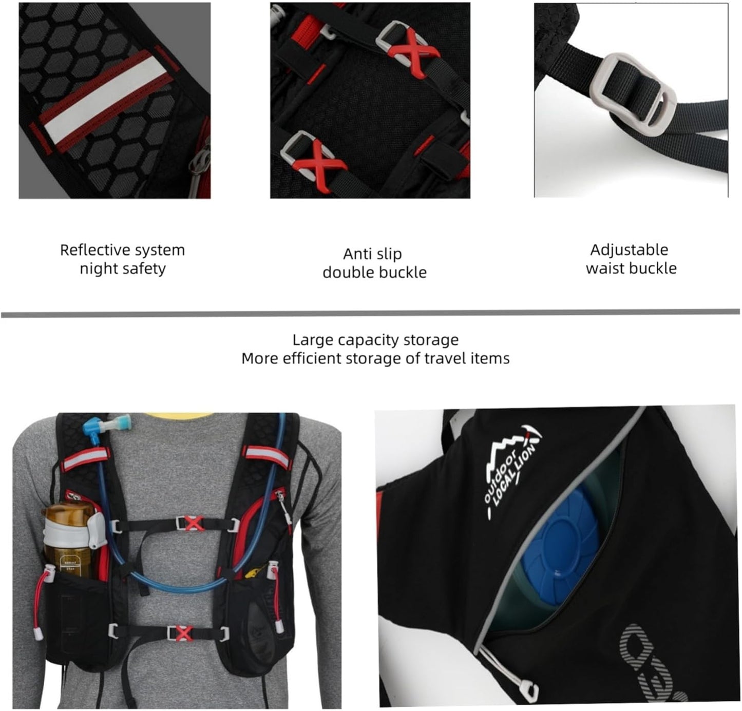 Mochila Hidratación Ligera Impermeable Para Correr Running Ciclismo Equitación Excursionismo Alpinismo
