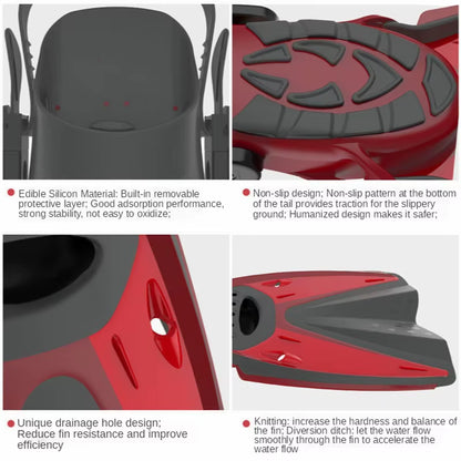 Professional Snorkeling Foot Adjustable Swimming Flippers, Diving Fins Water Sports Equipment, Portable Diving Flippers Beginner