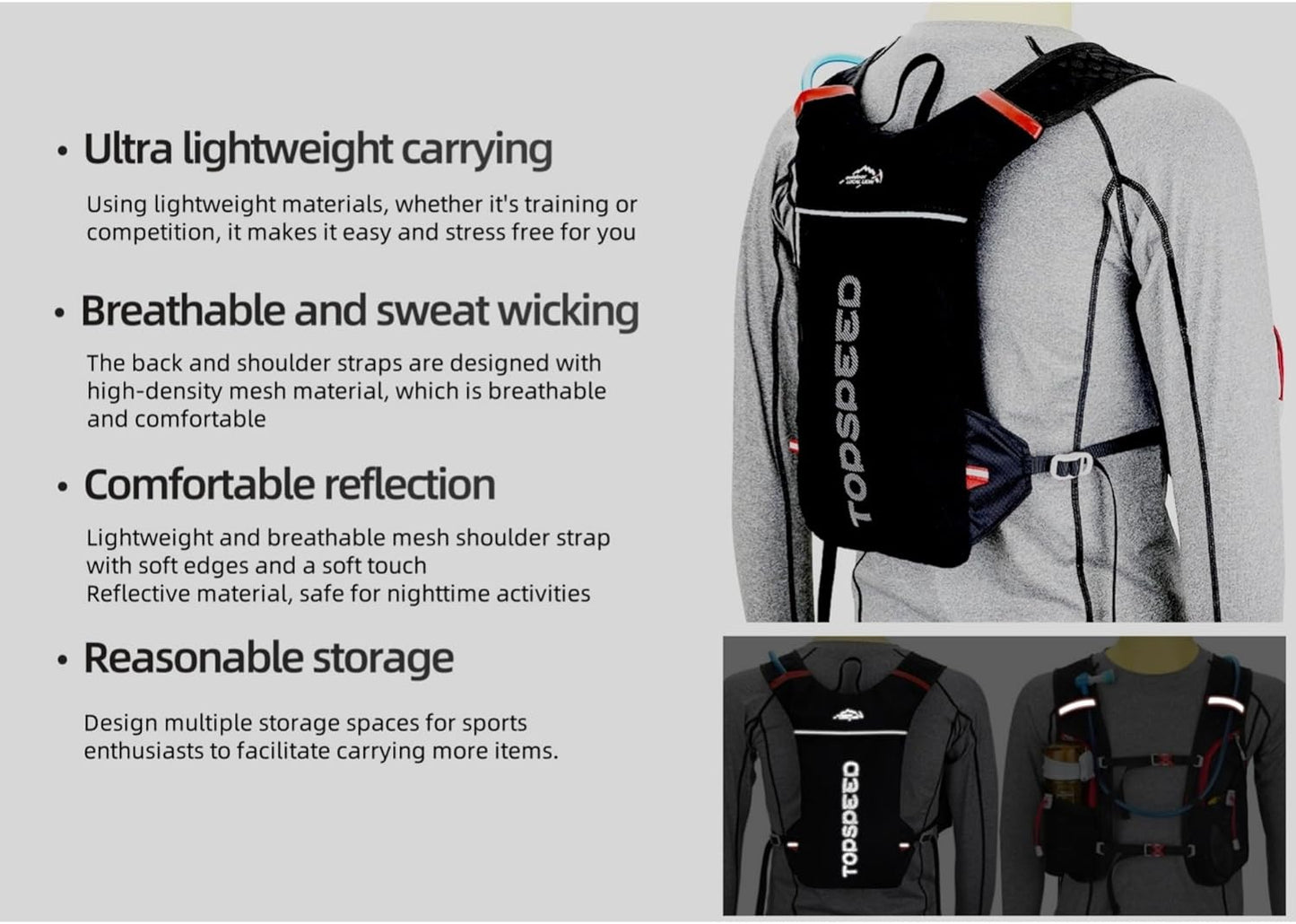 Mochila Hidratación Ligera Impermeable Para Correr Running Ciclismo Equitación Excursionismo Alpinismo