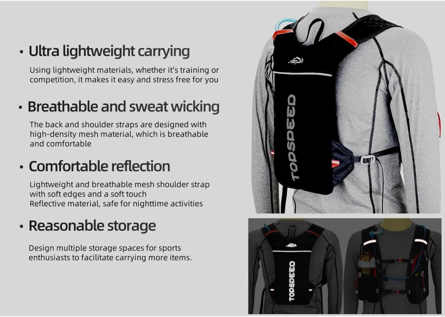 Mochila Hidratación Ligera Impermeable Para Correr Running Ciclismo Equitación Excursionismo Alpinismo