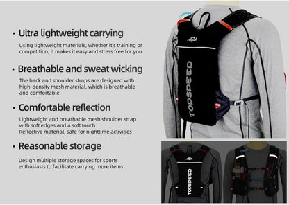 Mochila Hidratación Ligera Impermeable Para Correr Running Ciclismo Equitación Excursionismo Alpinismo